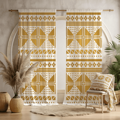 White Gold African Bogolan Living Room Decor Set - SANKTUARI DECOR