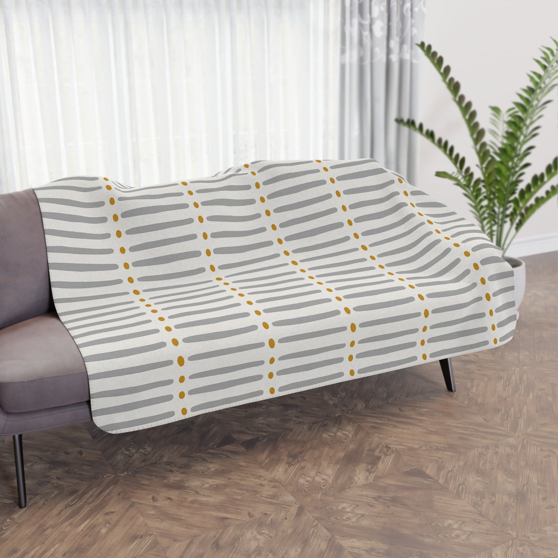 White Gold African Mudcloth Sherpa Blanket - SANKTUARI DECOR
