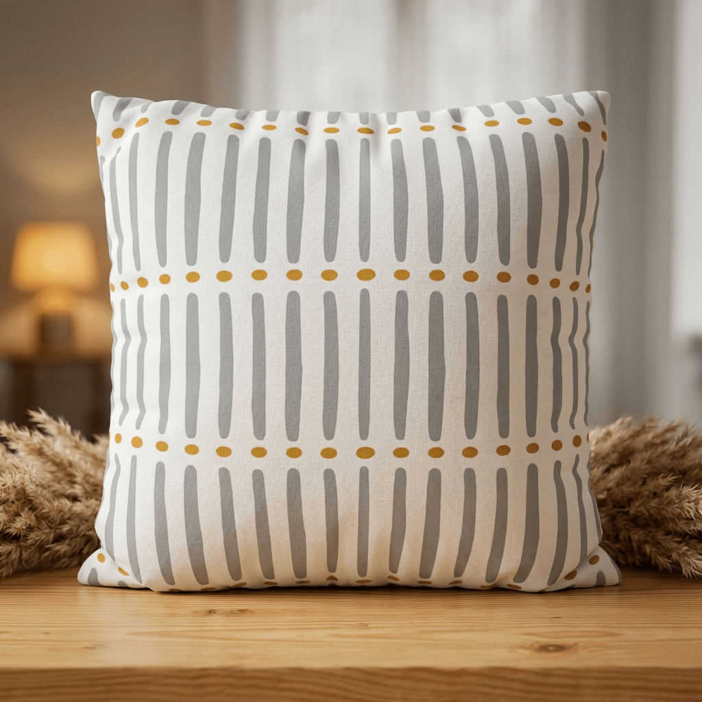 White Gold Mudcloth Pillow Cover - SANKTUARI DECOR