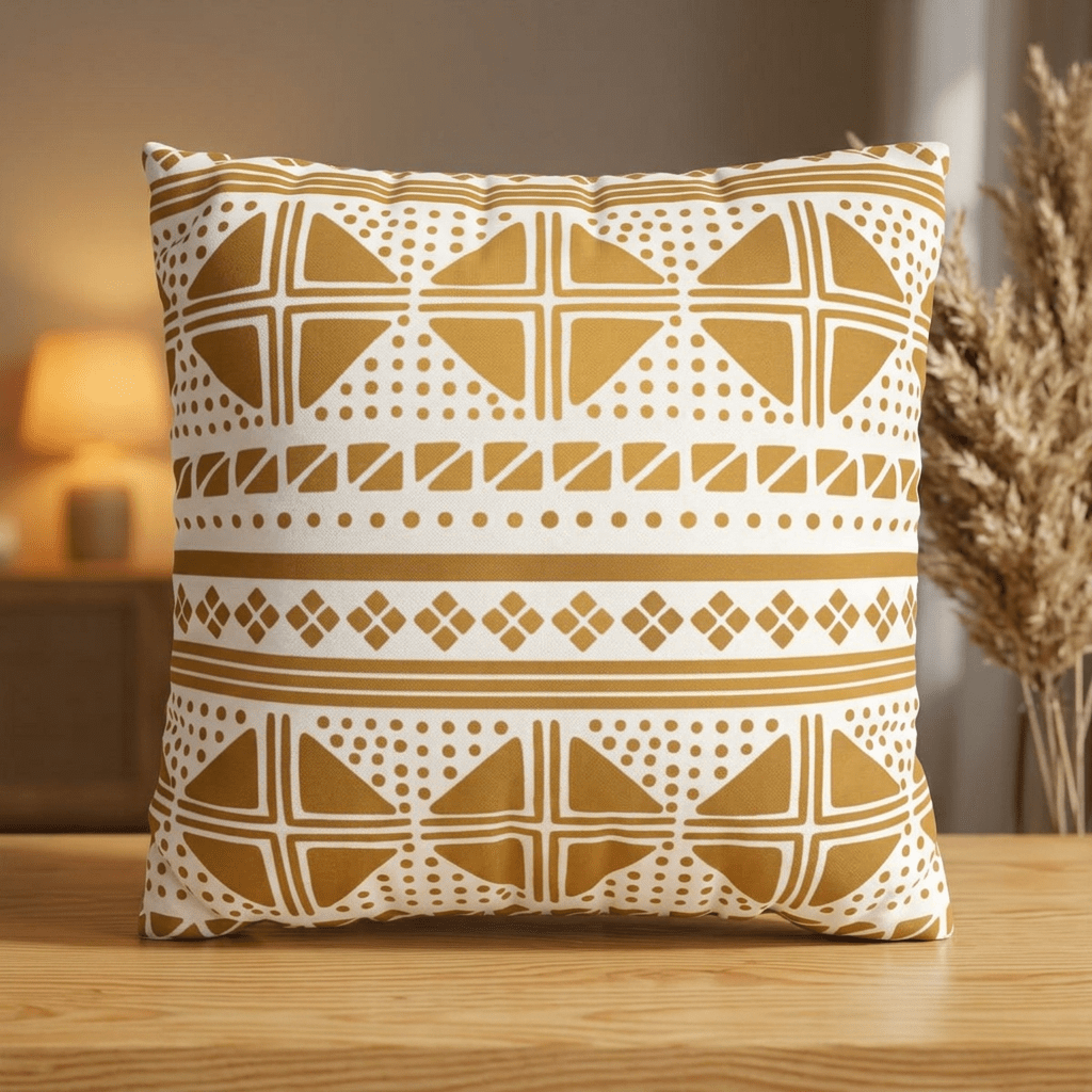 White Gold Tribal Pillow Cover - SANKTUARI DECOR